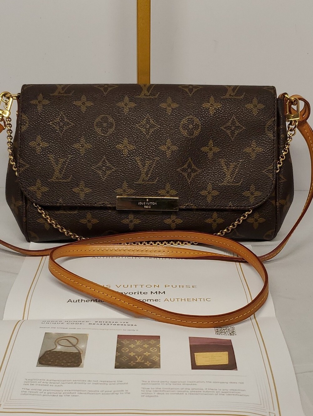 Louis Vuitton Brown Monogram Crossbody Bag with Tan Strap and Gold Hardware